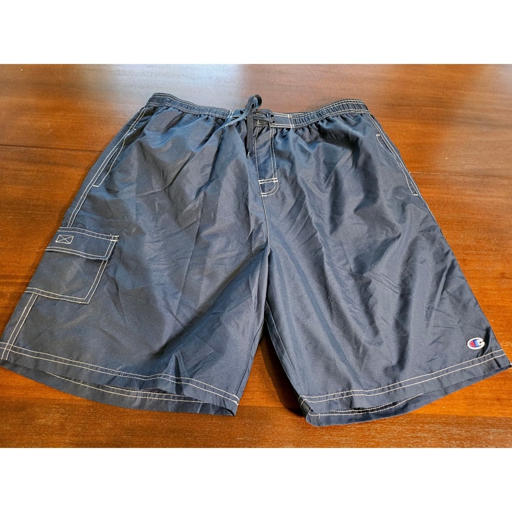Champion Swim Trunks Mens 2XL Navy Blue Big & Tall Cargo Pocket Board Shorts